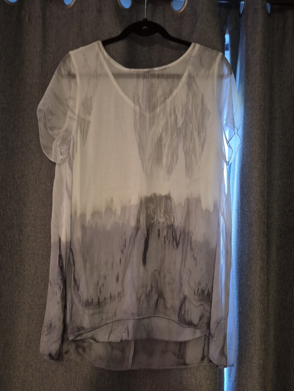 Picadilly Sheer Ombre White and Gray Women's Top